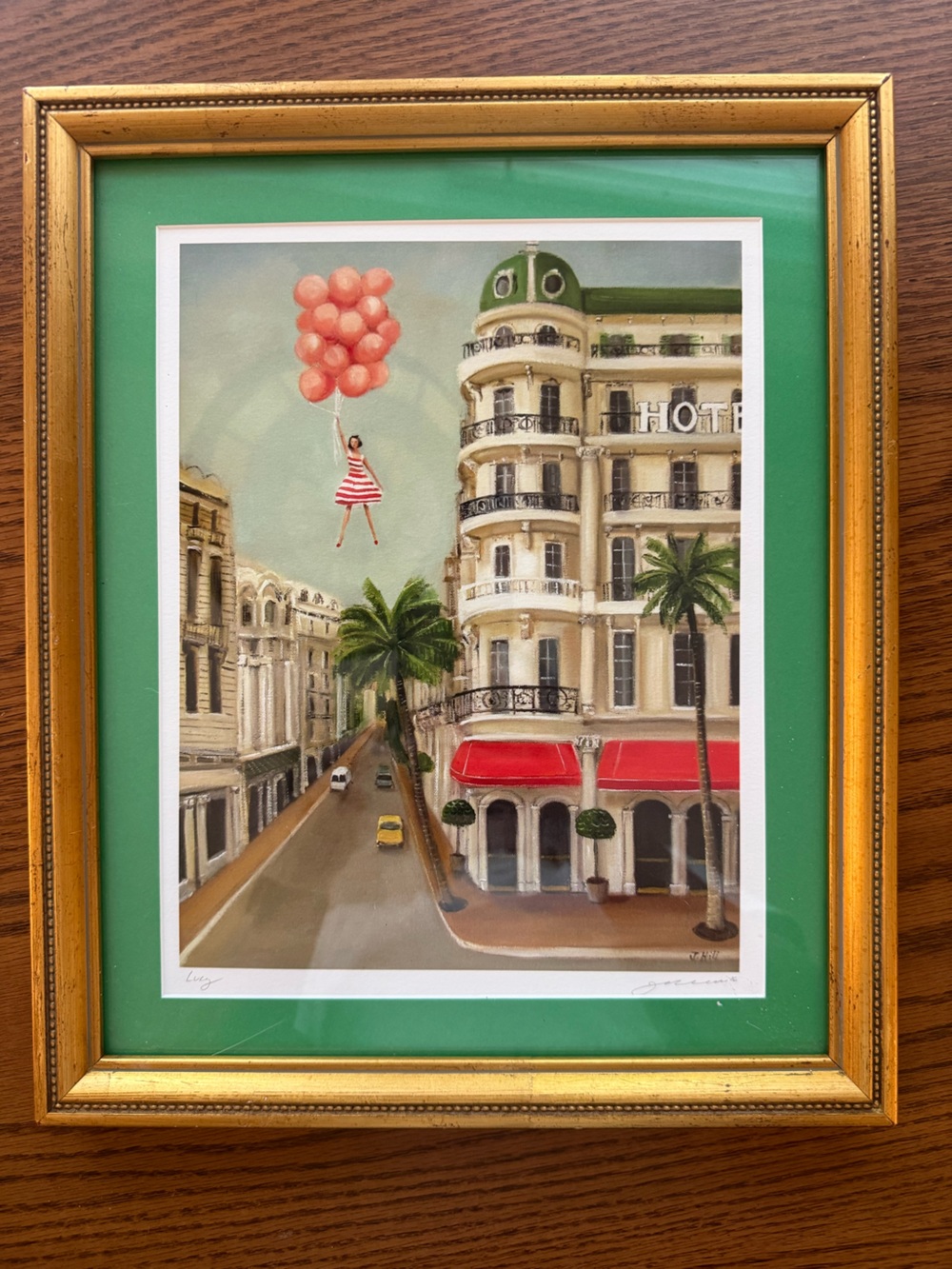 Janet Hill Signed Art Print | Custom Framed Gold & Green | 11.5” x 14”